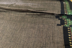 Earthy Grey & Black Green Handloom Mangalagiri Cotton Fabric
