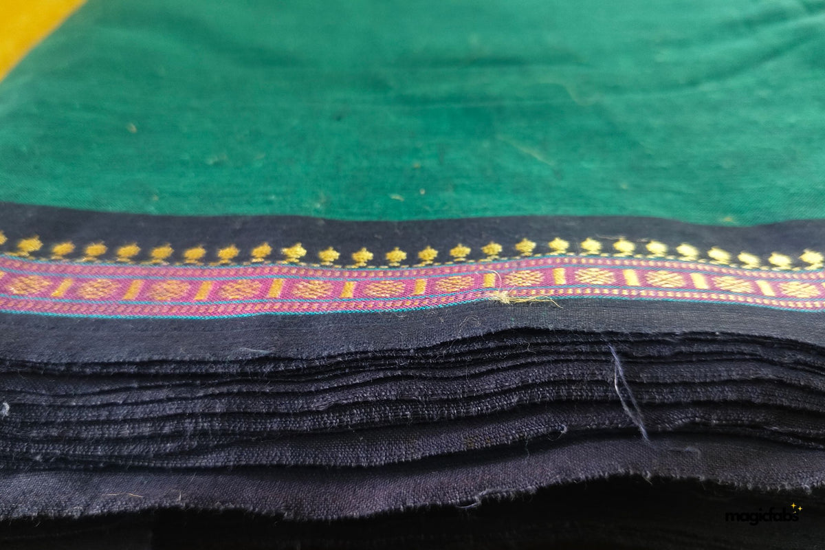 Peacock Blue & Green Handloom Mangalagiri Cotton Fabric