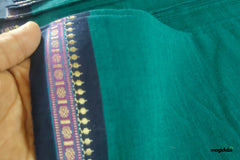 Peacock Blue & Green Handloom Mangalagiri Cotton Fabric