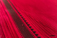 Red & Black Handloom Mangalagiri Cotton Fabric