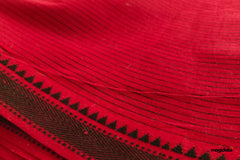 Red & Black Handloom Mangalagiri Cotton Fabric