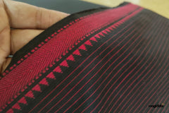 Black & Maroon Handloom Mangalagiri Cotton Fabric