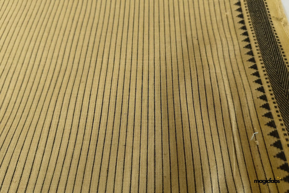 Mustard & Black Handloom Mangalagiri Cotton Fabric