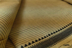 Mustard & Black Handloom Mangalagiri Cotton Fabric