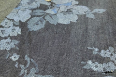 Indigo Cotton Denim Floral Print Fabric