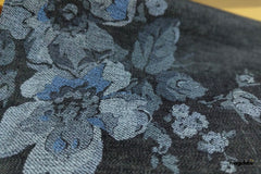 Indigo Cotton Denim Floral Print Fabric