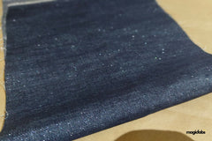 Indigo Cotton Denim Shimmer Lurex Plain Fabric