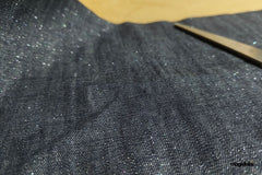 Indigo Cotton Denim Shimmer Lurex Plain Fabric