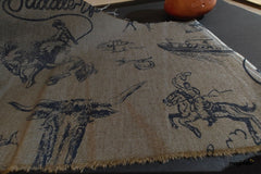 Olive Brown Cotton Lycra Denim Print Fabric