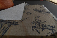 Olive Brown Cotton Lycra Denim Print Fabric