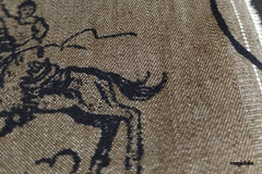 Olive Brown Cotton Lycra Denim Print Fabric