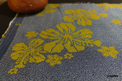 Moss Green Cotton Denim Floral Print Fabric