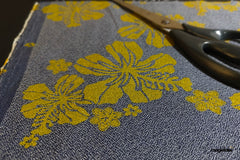 Moss Green Cotton Denim Floral Print Fabric