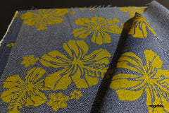 Moss Green Cotton Denim Floral Print Fabric