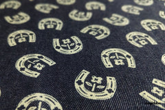 Indigo Cotton Denim Geometric Print Fabric