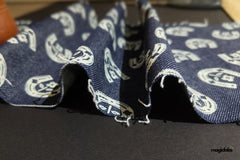 Indigo Cotton Denim Geometric Print Fabric