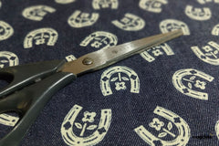 Indigo Cotton Denim Geometric Print Fabric