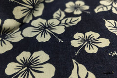 Indigo Cotton Lycra Denim Floral Print Fabric 2