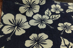 Indigo Cotton Lycra Denim Floral Print Fabric 2