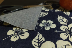 Indigo Cotton Lycra Denim Floral Print Fabric 2