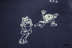 Indigo Cotton Denim Motif Print Fabric