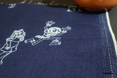 Indigo Cotton Denim Motif Print Fabric