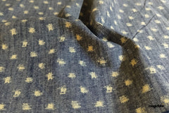 Indigo Cotton Denim Geometric Print Fabric