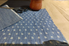 Indigo Cotton Denim Geometric Print Fabric