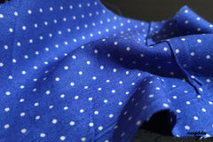 Royal Blue Viscose Rayon White Dot Print Fabric