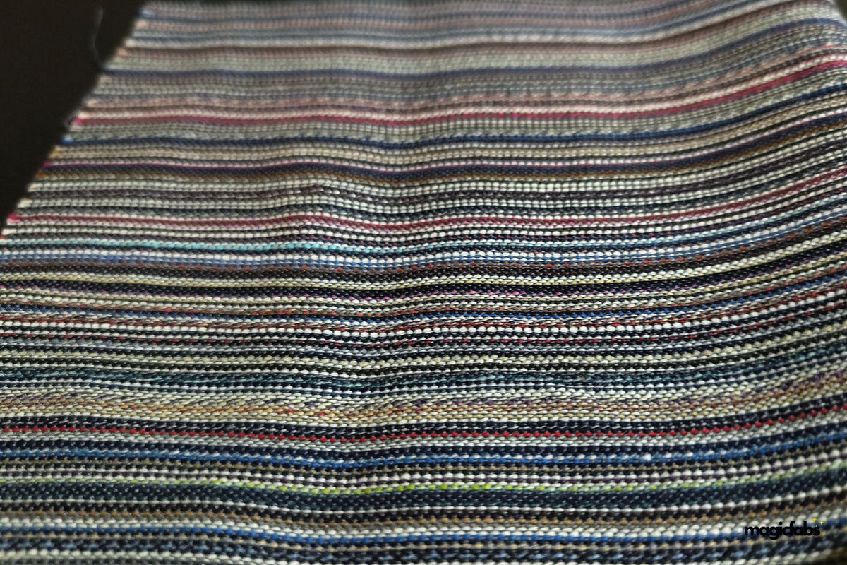Multicolour Cotton Viscose Ribbed Dobby Stripe Fabric