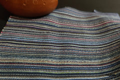 Multicolour Cotton Viscose Ribbed Dobby Stripe Fabric