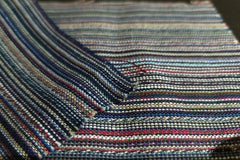 Multicolour Cotton Viscose Ribbed Dobby Stripe Fabric