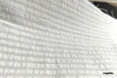 White Cotton Seersucker Self Pin Stripe Fabric