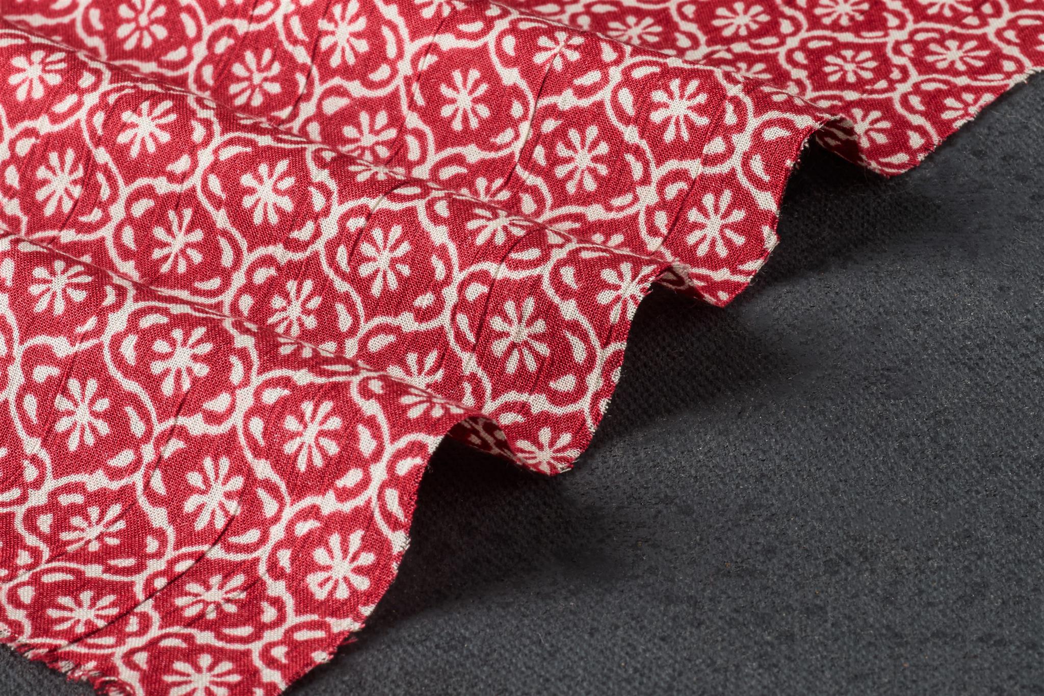Burgandy Orange Floral Viscose Crepe Print