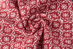 Burgandy Orange Floral Viscose Crepe Print